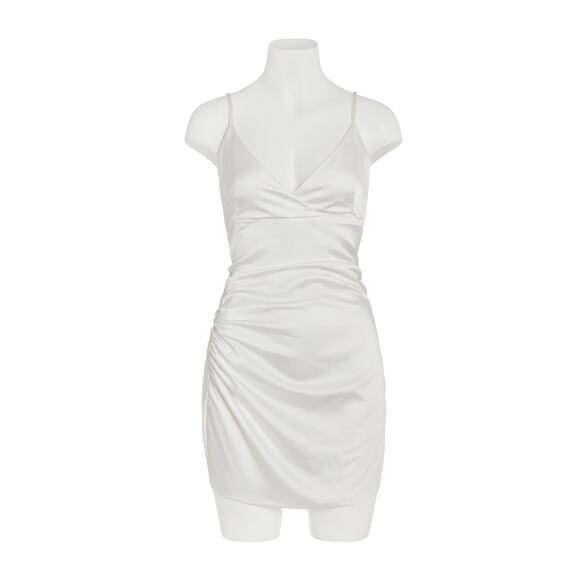 Olivaceous White Satin Mini Dress – Size Small - Picture 1 of 5
